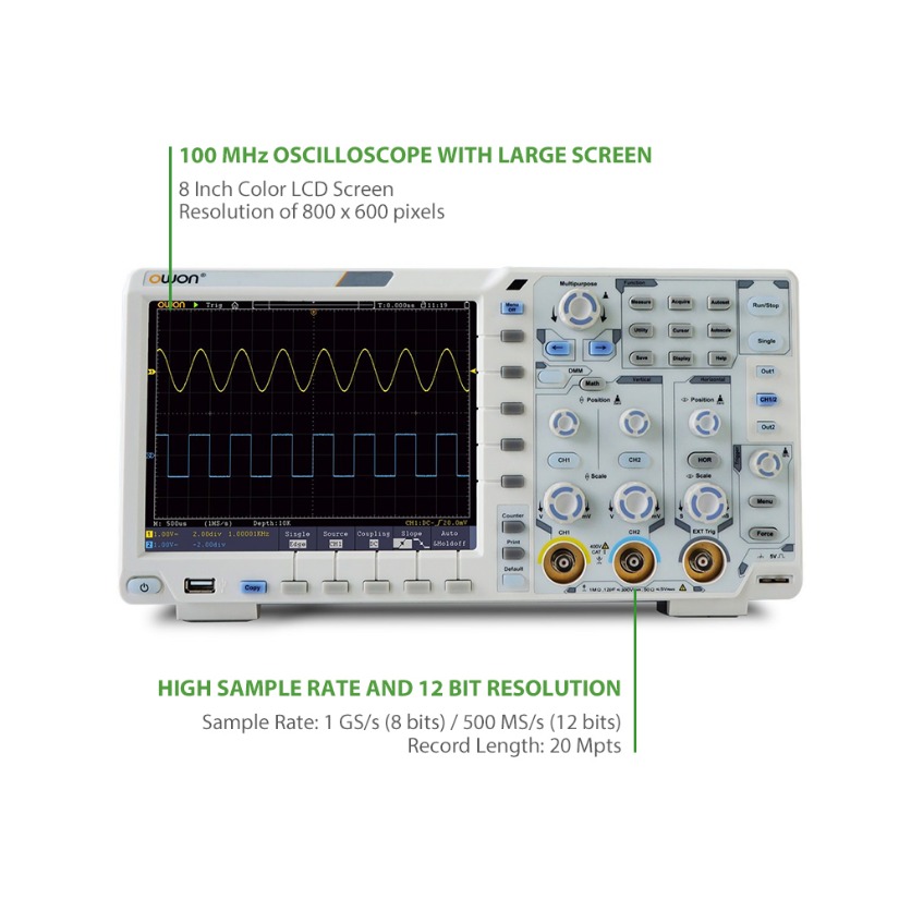 OWON XDS2102A 100MHz 12-Bit High Resolution Digital Oscilloscope - 20M ADC