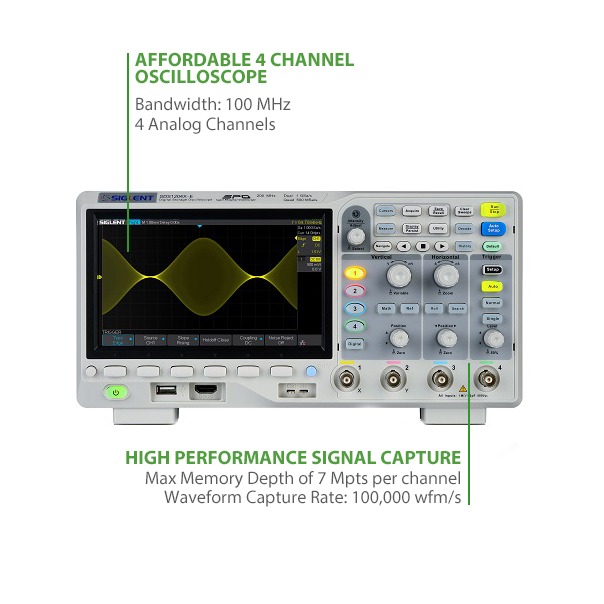 100 MHz Oscilloscope, 4 Channel from Siglent Technologies